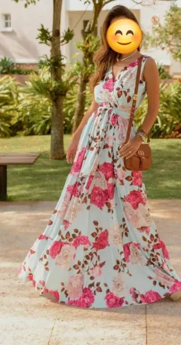 Vestido longo floral azul serenity