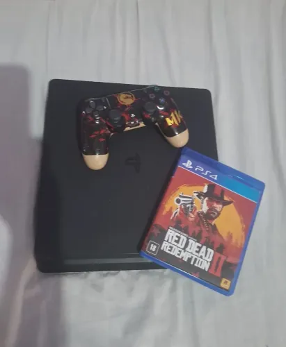 Playstation 4 Slim 500GB + 1 controle + Red Dead Redemption 2