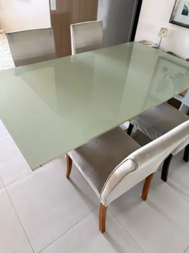 Mesa 6 Lugares Laca e Vidro