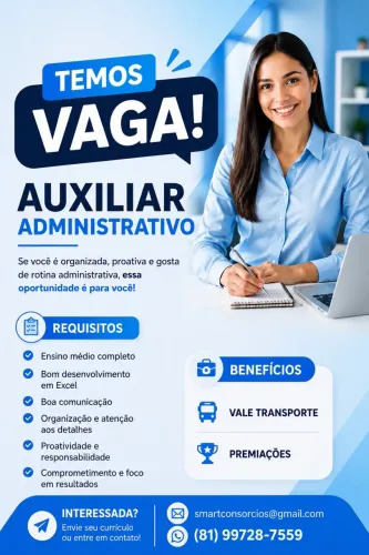 Vaga de emprego para Adm