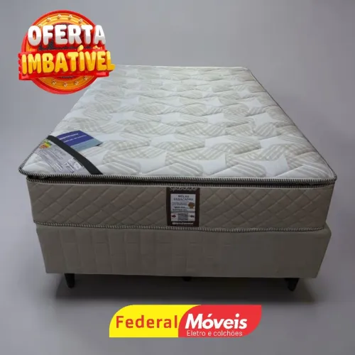 Cama Box Colchão Casal Bom Pastor 1,38m e Base Padrão - Entregamos