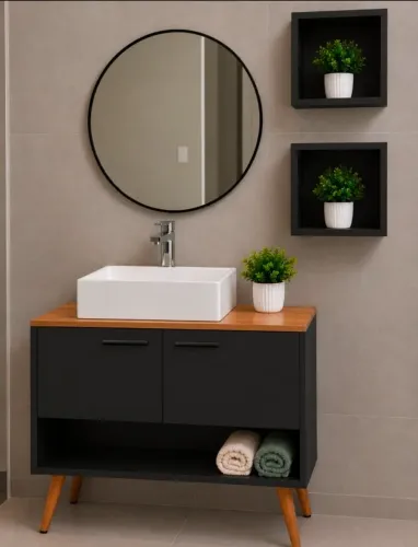 Armário Para Banheiro ou Lavabo 100% MDF Mais Cuba a Pronta Entrega