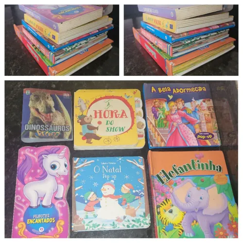 Kit c 6 livros infantis capa dura sendo 2 deles 3D interativos