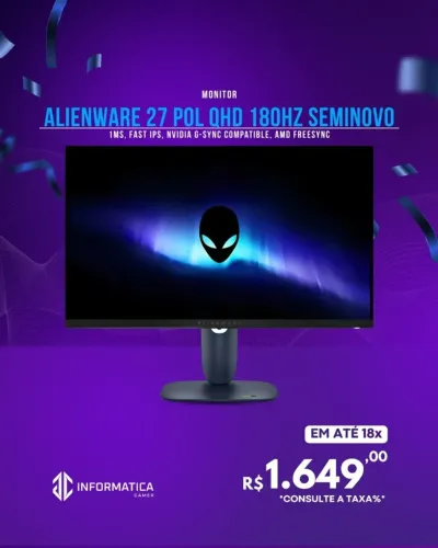 MONITOR ALIENWARE 27 POL QHD 180HZ SEMINOVO