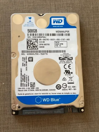 HD 2.5 - SATA 500 GB - NOTEBOOK/HD EXTERNO/ CAMERAS - SAÚDAVEL