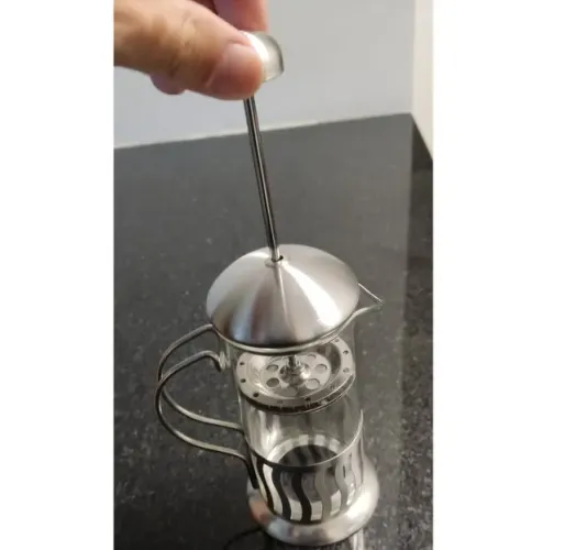 Cafeteira prensa francesa 350ml - Inox e vidro - Coffee plunger - Hetai