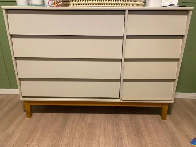 Berço + Cômoda Noah Wood Classic Reller + Colchão Ortoflex Baby