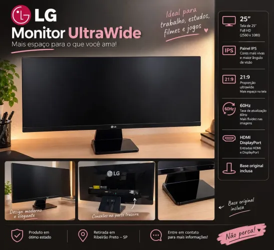 Monitor LG UltraWide 25 Full HD IPS 21:9 - R$ 800 Negociável