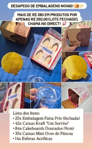 Lote Completo de Embalagens para Confeitaria (Caixas Kraft, Cakeboards, Fatias)