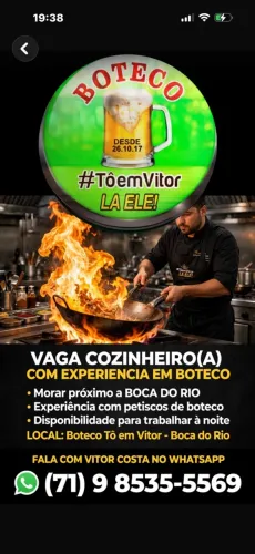 Contratando cozinheira(o) com experiência
