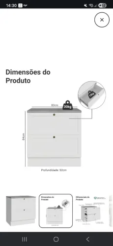 Balcão de Cozinha 80 x 60 cm 2 Gavetas (Sem Tampo) Branco/Rustic Vik Madesa