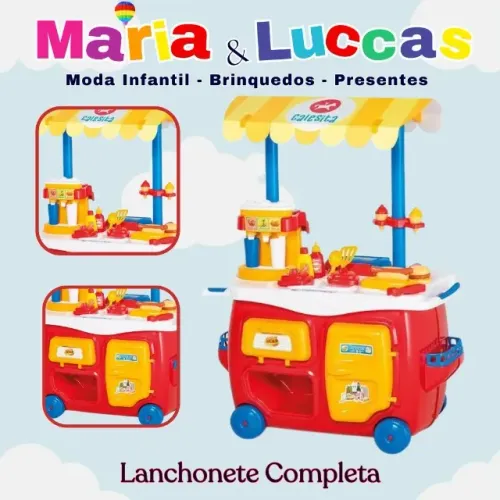 Lanchonete completa de brinquedos com acessórios 