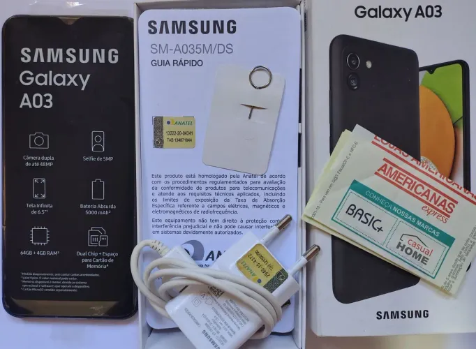 Samsung Galaxy A03 64GB de 2023 + nota fiscal e carregador original