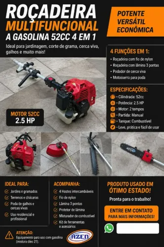 Roçadeira à gasolina multifuncional Azen.