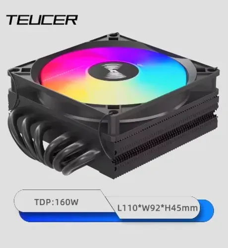 Cooler CPU TEUCER TE45 ARGB TDP 160W 6 Heatpipes AM5 AM4, Intel LGA1700 1200 2011 (NOVO)