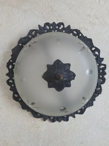 Lustre Plafon Antigo de Teto 3 Peças com Vidro Fosco