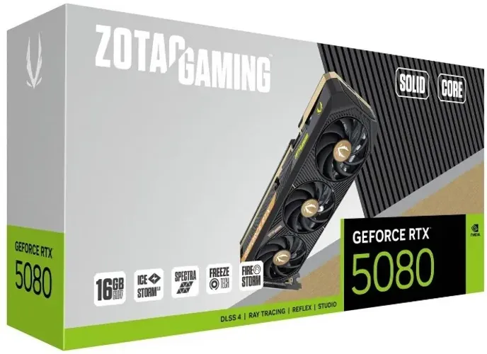 Placa de Vídeo Zotac Gaming Solid Core OCNVIDIA GeForce RTX-5080 16GB GDDR7