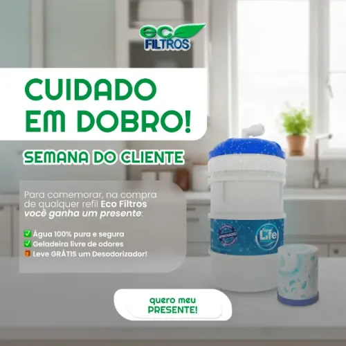 TROCA DE REFIL ECO FILTROS - SUA ÁGUA MERECE ESSE CUIDADO!
