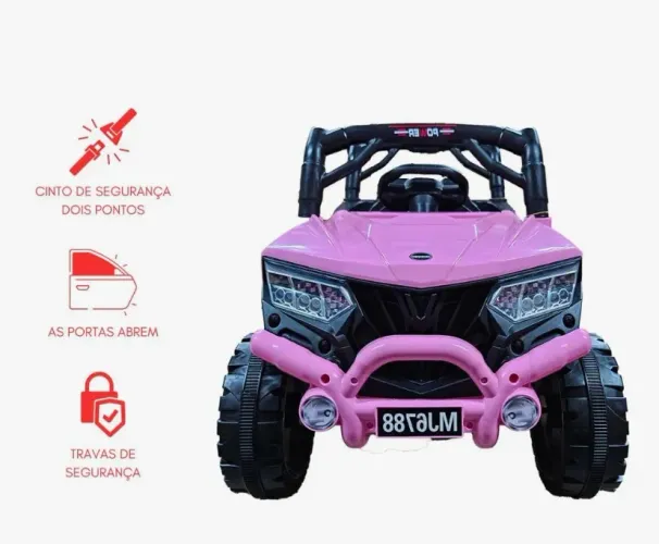 Carro Elétrico Infantil Bateria e Controle Remoto com Luz e Música