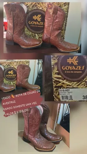 Bota de Couro Legítimo avestruz
