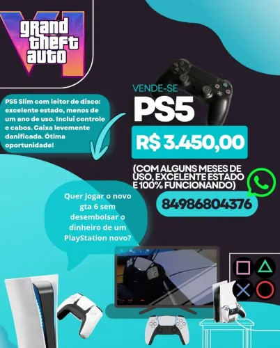 Ps5 slim 1 tb com leitor de disco!