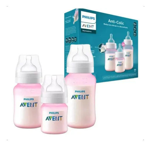 KIT 3 MAMADEIRAS PHILIPS AVENT ANTI-COLIC (NOVO)