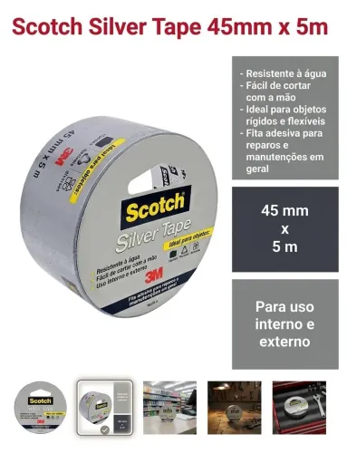 Fita Adesiva Silver Tape Prata 45mm x 5m - 3M