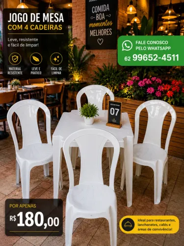 JOGO DE MESA COM CADEIRA DE PLASTICO