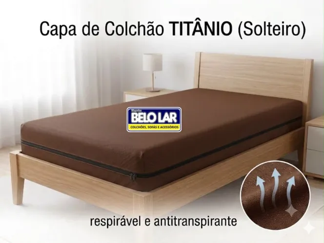 Capa para colchão em malha na cor marrom medida solteiro