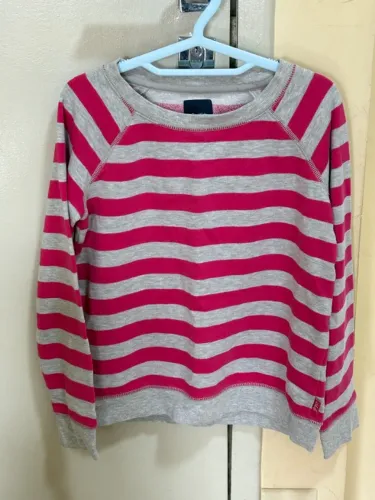 Casaco GAP Kids sueter L 10 listrado cinza e rosa