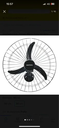 Ventilador de parede de 50cm grade aço 