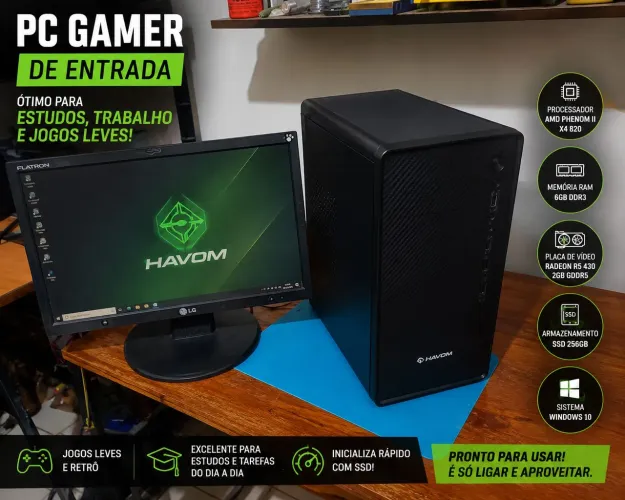 PC gamer de entrada com monitor