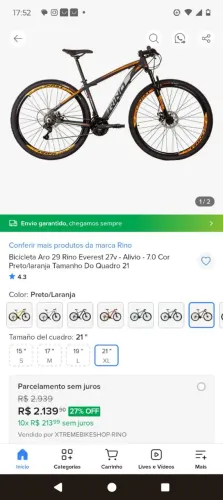 Bicicleta aro 29 da marca Rino seminovos