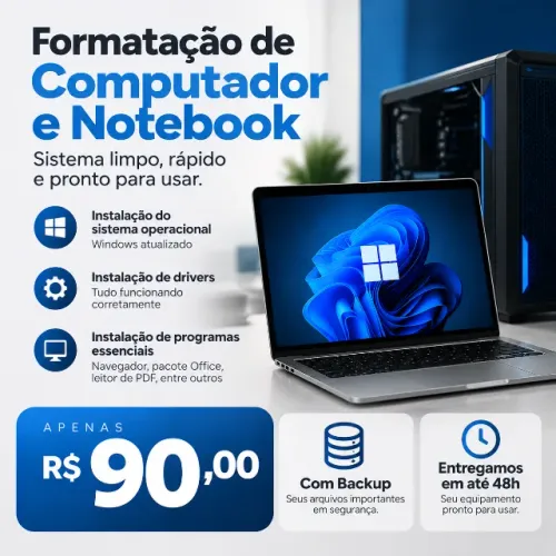 Formatação de computador e notebook com backup