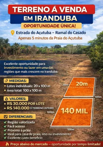 Vendo Terreno prox a praia do Açutuba