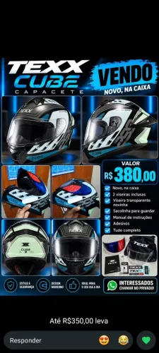 Vendo capacete texxs cube 58 novo na caixa