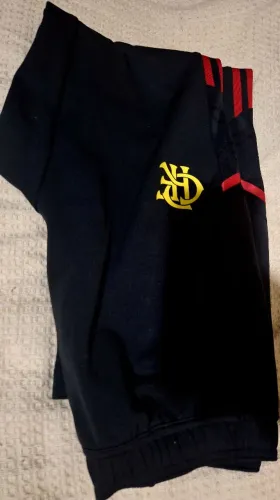 Calça de Treino Flamengo Adidas Original, M, cor preta clássica, listras em vermelho