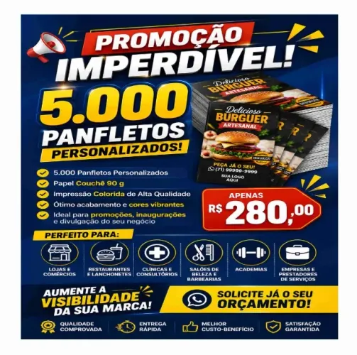 5000 panfletos couche 90 gramas personalizado