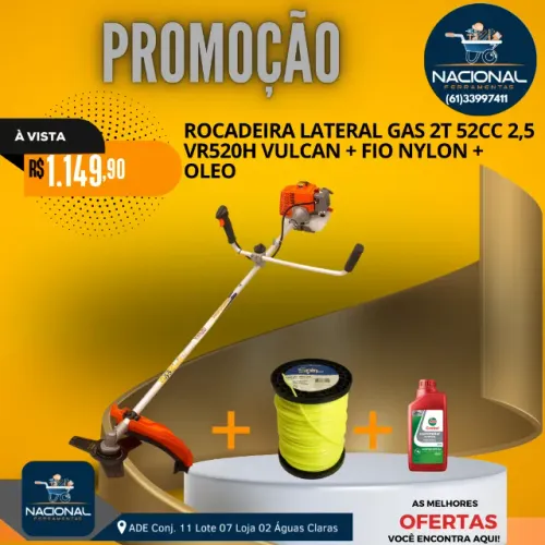 Rocadeira 52c + Rolo Fio Nylon 3mm Quadrado + Oleo Castrol 2t Kit Imperdivel