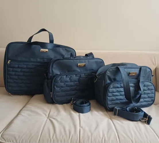 Kit bolsa maternidade Hug 3 peças azul usadas