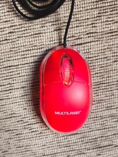 Mouse Óptico Multilaser USB MO003 Vermelho - Funcionando Perfeitamente