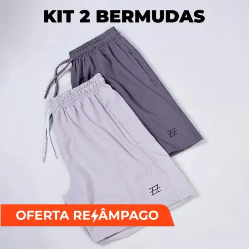 Kit 2 Bermudas Masculina Poliéster Ideal Praia Academia Futebol Corrida Caminhada