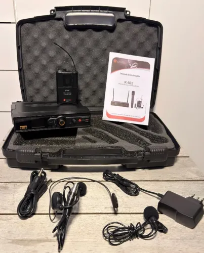 Microfone Sem Fio UHF Kadosh K-501 (Kit Completo com Maleta)
