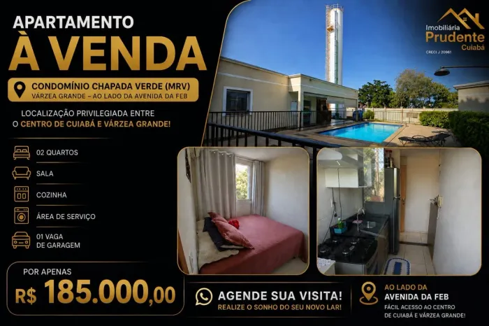 Apartamento para Venda em Várzea Grande, Ponte Nova, 2 dormitórios, 1 banheiro, 1 vaga