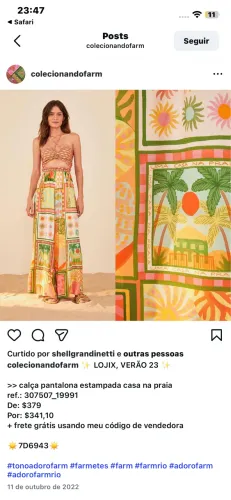 Conjunto farm estampado casa na praia