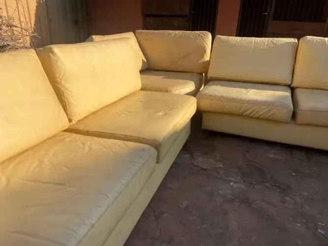 Sofá de couro modulado com chaise, 5 lugares, Prodomo Design