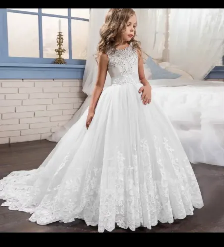 Vestido noivinha/dama branco 13-14 anos