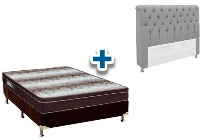 Colchão Casal Ortobom Com Base Box Cinza Claro