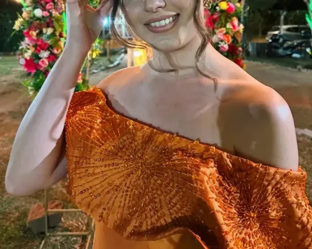 VESTIDO LONGO TERRACOTA BORDADO