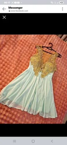 Vestido de festa verde água 